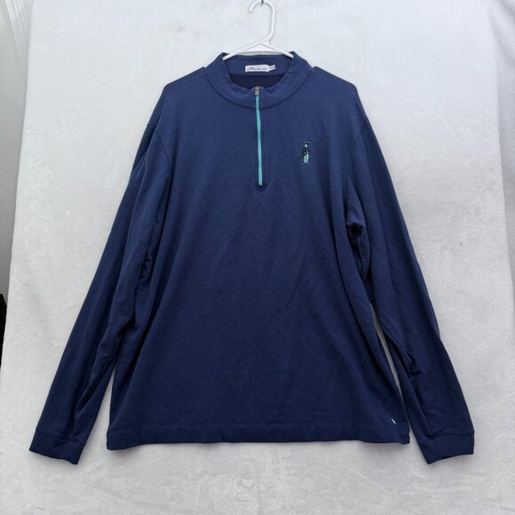 Peter Millar 1/4 Zip Pullover Mens 2XL Blue Glen Oaks Golf Country Club - Picture 1 of 11